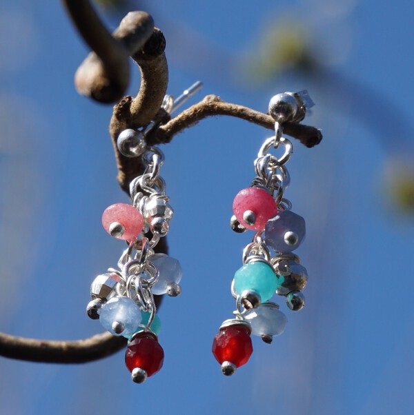 Sterling silver mixed quartz earrings, from the Impression Sunset collection